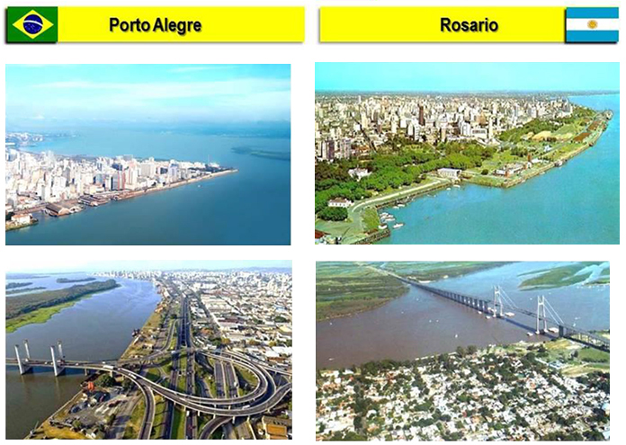 Figura 1a – As semelhanças entre Rosario e Porto Alegre começam na sua condição geográfica...